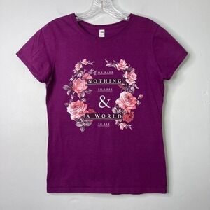 WE Have Nothing to Lose & A World to See Purple Statement T-Shirt Women's Size M